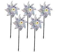 BESPORTBLE 5pcs Silver Reflective Pinwheels for Birds Outdoor Plastic Octagonal Bird Windmill for Garden and Farm Scaring with Balcony Decor