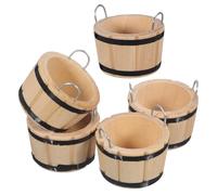 BESPORTBLE 5pcs Small Wooden Basin in The Doll House Home Decor Miniature Buckets Ornament Miniature Buckets Model Mini House Adornment Khaki