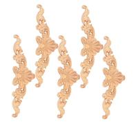 BESPORTBLE 5pcs Solid Wood Carved Onlays Decorative Appliques for Furniture European Style Natural Grain Wooden Decals for Cabinets Walls Doors Dressers Easy to Install