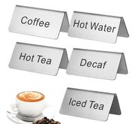 BESPORTBLE 5pcs Stainless Steel Coffee Tea Signs for Coffee Station and Buffet Table Upright Stable Display with Lettering Easy Maintenance Table Signs for Restaurant and Cafe Use