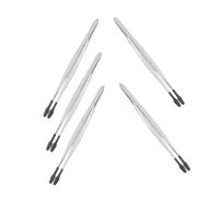 BESPORTBLE 5pcs Stainless Steel Crafting Tweezers Flat Tip Multipurpose Stamp Collecting Tool for Coins False Eyelashes Durable Portable Precision Grip