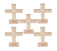 BESPORTBLE 5pcs Unfinished Pine Wood Crosses for Centerpieces Small Jesus Wooden Standing Crosses for Church Table Decor Religious Altar for Christian Home and Prayer