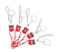 BESPORTBLE 5pcs Unique Halloween Blood Type Keychain B Ab Rh Portable Phone Hanging Pendant Decorative Key Ring Charm for Party Accessories