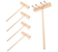 BESPORTBLE 5Pcs Wooden Sand Table Rakes for Zen Garden and Creative Crafts, Beige Small Rake Set with Finely Handle Small Corners for Relaxation and Sand Table Accessories