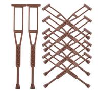 Besportble 6 Pairs Dollhouse Miniature Accessories Brown Plastic Realistic Walking Stick Props Mini House Crutch Figurines for 1/6 Scale Dolls Pretend Play Cosplay Party Costume