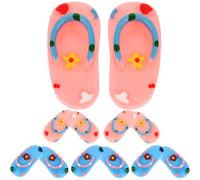 BESPORTBLE 6 Pairs Miniature Beach Style Slipper Model Set, Pink and Blue Decorative Sandal Props for Dollhouse, Hawaiian Party DIY Scene Accessories for Micro Landscape and Beach Themed