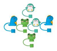 BESPORTBLE 6 pcs Cartoon Silicone Straw Caps Cute Straw Tips Cover Reusable Dust Protection Adorable Penguin Frog and