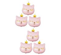 BESPORTBLE 6 pcs Crown Cat Balloons Set Adorable Kitten Pet Balloons Party Decorations Aluminum Foil Self Sealing for Birthday Festival Animal Theme