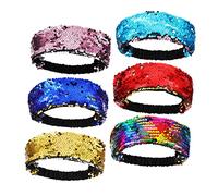 BESPORTBLE 6 Pcs Reversible Sparkly Sequin Headbands for Women Elastic Stretch Fashion Hairbands Color Changing Glitter Hair Accessories for Parties and Daily Use