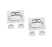 BESPORTBLE 6 pcs Stainless Steel Flush Lift Ring Handles for Boat Deck Access Spring Loaded Recessed Pulls for Trap Doors Polished Hardware for Yacht and Boat