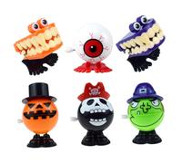 BESPORTBLE 6 Pieces Wind-Up Jumping Set for Halloween and Christmas, Includes Orange Teeth, Purple Teeth, Pumpkin Hat, Pirate Head, Witch, and Red Eyeball, Novelty for Party Favors and
