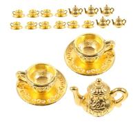 BESPORTBLE 6 Sets Vintage Miniature Teapot Coffee Cup for Dollhouse Photography Props Kitchen Accessories Friendly Metal Design for Imaginative Play