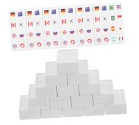 BESPORTBLE 65pcs Flag Pattern Mahjong Tile with Plastic Stickers Simplified Rules for Easy Play Educational World Flags Design Portable for Family Travel and Social Gatherings