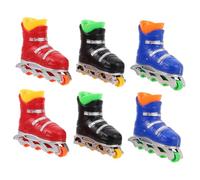 BESPORTBLE 6pairs Mini Finger Skateboards for Lightweight Portable Finger Skate Shoes in Black Red Blue Fun Desktop for Office Travel Coordination Skill Development Easy Use Fingerboard