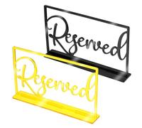 BESPORTBLE 6pcs Acrylic Reserved Seating Signs Double Sided Tabletop Reserved Table Signs for Weddings Restaurants Banquets Parties Lightweight Sturdy Reusable Gold Black Colors
