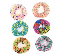 BESPORTBLE 6pcs Adjustable Hair Bonnet Bathing Caps Double Layer Shower Hats for Cute Patterns Pink Heart Green Watermelon Sunflower Colorful Peacock Blue Geometry Musical Notes