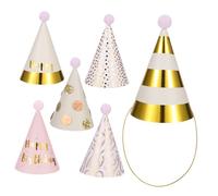 BESPORTBLE 6pcs Adorable Birthday Hats Pink Polka Dot Sequin Party Headdresses Comfortable Easy to Wear for Birthday Celebrations Photo Props