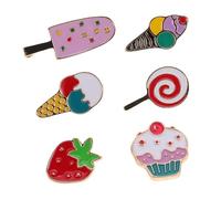 BESPORTBLE 6PCS Alloy Cartoon Brooch Pins with Bright Enamel Coating Lightweight Colorful Dessert Lapel Pins for Womens T Shirts Dresses and Bag Accessories Cute Ice Cream Strawberry Lollipop