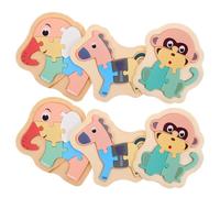 BESPORTBLE 6pcs Animal Puzzle Toys: Wood Horse Elephant Monkey Shaped Puzzle Shape Matching Sorting Toy for Early Development