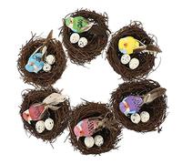 BESPORTBLE 6pcs Artificial Bird Nest Decor Realistic Rattan Nest Fake Bird Eggs for Garden Decoration for Spring-themed Displays