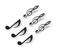BESPORTBLE 6pcs Black Music Note Clips Treble Clef and Eighth Note Design Sheet Music Holders Metal Plastic Book Clips for Stands and Keyboard Accessories