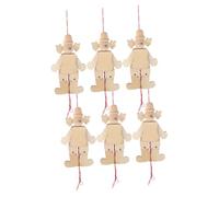 BESPORTBLE 6pcs Blank Wooden Clown Marionette Puppets Pull String for DIY Natural Craft Material Enhances Hand Eye Coordination for Birthday Parties Family Gatherings Home Decor