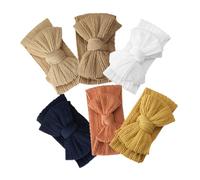 BESPORTBLE 6pcs Bow Knot Headbands Soft Comfortable Nylon Hair Accessories for Newborn for Boy Girl and Includes Deep Brown White Light Brown Orange and Ginger Yellow Bows