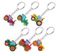 BESPORTBLE 6pcs Cute Farm Tractor Keychains for Agricultural Truck Key Rings for Harvest Season Party Favors Classroom Prizes Easter Goody Bag Fillers Spring Celebration