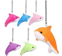 BESPORTBLE 6pcs Dolphin Pendants Cute Stuffed Dolphin Hanging Ornaments for Bags Phones Keychains Adorable Decor Pink Rose Red Yellow Green Purple Blue