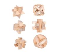BESPORTBLE 6pcs Educational Ming Lock Wooden Intellectual Puzzle Game for Adults Brain Teaser Family Fun Mindfulness Exercise