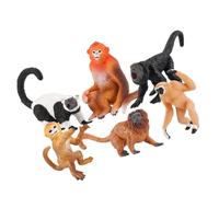 BESPORTBLE 6PCS Educational Monkey Models PVC Animal Figurines Realistic White Handed Gibbon Golden Lion Adornments for Home Office Decor Learning for Boys