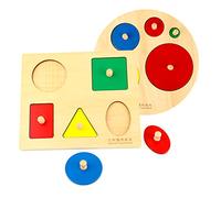 BESPORTBLE 6PCS Geometry Shape Puzzle Grab Board Early Educational Cognitive Toy for Boys and Girls Colorful Learning Shapes Playset