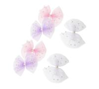BESPORTBLE 6pcs Girl Bowknot Hair Clips with Soft Gauze Tulle Elastic Secure Barrettes for Newborns Pink White Purple Hair Accessories for Daily Wear and Parties