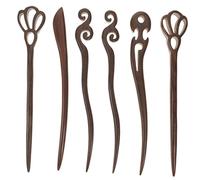 BESPORTBLE 6pcs Handmade Ebony Hairpins Traditional Chinese Wooden Hair Chopsticks for Women Fashion Headdress Accessories with Elegant Carved Design for Buns Daily Wear