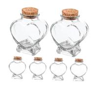 BESPORTBLE 6pcs Heart Glass Bottle Candy Jar Mini Glass Containers Party Favor with Cork Transparent Wood