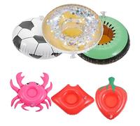 BESPORTBLE 6pcs Inflatable Floating Drink Holders for Pool Fun Summer Party Cup Holders Various Shapes Strawberry Crab Kiwi Lips Football Sequin Ring Water for Adults