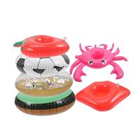 BESPORTBLE 6pcs Inflatable Pool Cup Holders Floating Drink Holders for Summer Parties Cartoon Designs Include Strawberry Crab Kiwi and More for Poolside Fun
