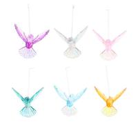 BESPORTBLE 6Pcs Iridescent Acrylic Hummingbird Hanging Ornaments, Multi-Color Ceiling Birds Decor for Bedroom and Garden, Crystal Bird Decorations