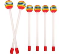 BESPORTBLE 6pcs Lollipop Shaped Percussion Drumsticks Plastic Musical Instrument Sticks with Smooth Grip Rainbow Colored Heads for Music and Practice