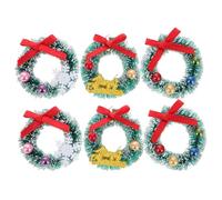 BESPORTBLE 6Pcs Mini Christmas Wreaths for Dollhouse Artificial Hanging Xmas Ornaments Simulated Miniature Wreath Decorations for Christmas Tree and Home Decor