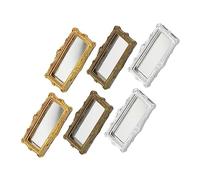 BESPORTBLE 6pcs Miniature Doll House Mirrors Decor Square Carved Design Antique Bronze Silver Gold Colors Lightweight Mini Mirrors for Dollhouse Decoration and Pretend Play Gifts
