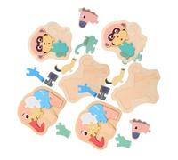 BESPORTBLE 6pcs Montessori Wooden Animal Puzzles Elephant Monkey Horse Shape Matching Educational to Develop Cognitive Skills and Problem Solving