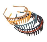 BESPORTBLE 6Pcs Plastic Headbands with Teeth Chic Solid Color Hairbands in Yellow Navy Blue Gray Light Black and Orange for Styling and Decorating Hair