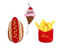 BESPORTBLE 6pcs Plush Food Simulation Dog Toys Bite Resistant Squeaky Toys for Pets Hot Dog Ice Fries Engaging Interactive Playthings for Relieve Boredom and Activity