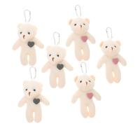 BESPORTBLE 6pcs Plush Stuffed Bear Keychains Soft Pendant Bag Charms for Keys Backpacks Mini Bear Shape Accessories with Pink and Green Heart for Birthday Valentine Mother S Day Christmas