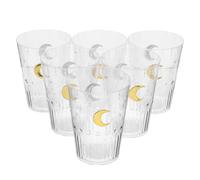 BESPORTBLE 6pcs Reusable Drinking Cups with Moon Pattern Design, Unbreakable Pet Tumblers for Home and Dining Area, Stackable and Sturdy Drinkware with Celestial Charm