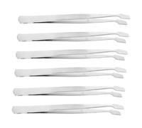 BESPORTBLE 6pcs Stainless Steel Flat Tip Tweezers for Crafts Long Precision Tweezers with Wide Fat Tips Ergonomic Design Durable Hobby Tools for Jewelry Stamps and Coin Handling