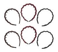 BESPORTBLE 6pcs Velvet Wave Headband Beaded Design Includes Red Brown and Black Colors as Women Headband for Skincare Routines and Daily Wear Keeping Hair Neatly Secured