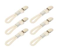 BESPORTBLE 6pcs White Corn Pattern Hanging Towel Clips Set Bathroom Towel Holder Hooks with Cotton Rope for Kitchen Bathroom and Laundry Organization