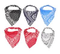 BESPORTBLE 6pcs Women’s Elastic Hair Bandanas Triangle Scarves Head Kerchiefs Hair Wraps for Boho Style Decor in Wine Red White Black Navy Red Lake Blue